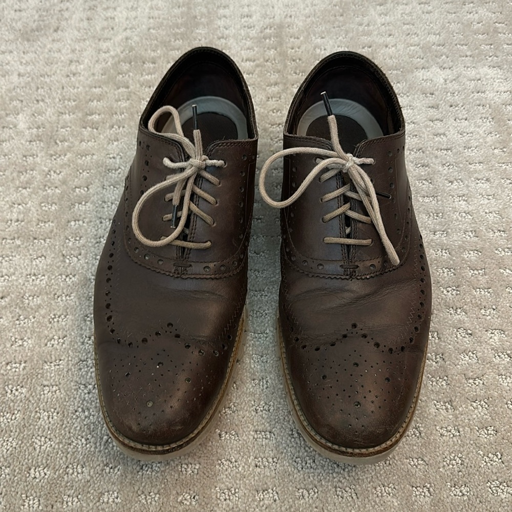 Cole Haan Brown Wingtip Oxfords with Light Tan Laces